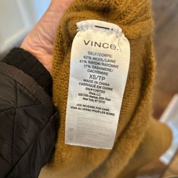 Vince Brown rust Cashmere wool Blend Raw Hem Turtleneck Sweater cropped - Picture 7 of 7